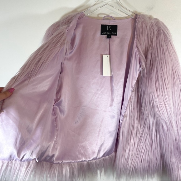 NWT TAYLOR SWIFT LAVENDER HAZE Unreal Fur Dream Faux Fur Jacket size XS - Picture 5 of 7